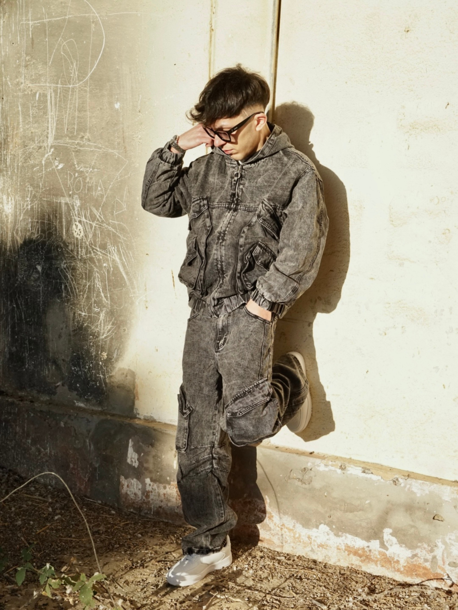 Coordinato Uomo Grigio Denim – Completo Streetwear Arte Uomo