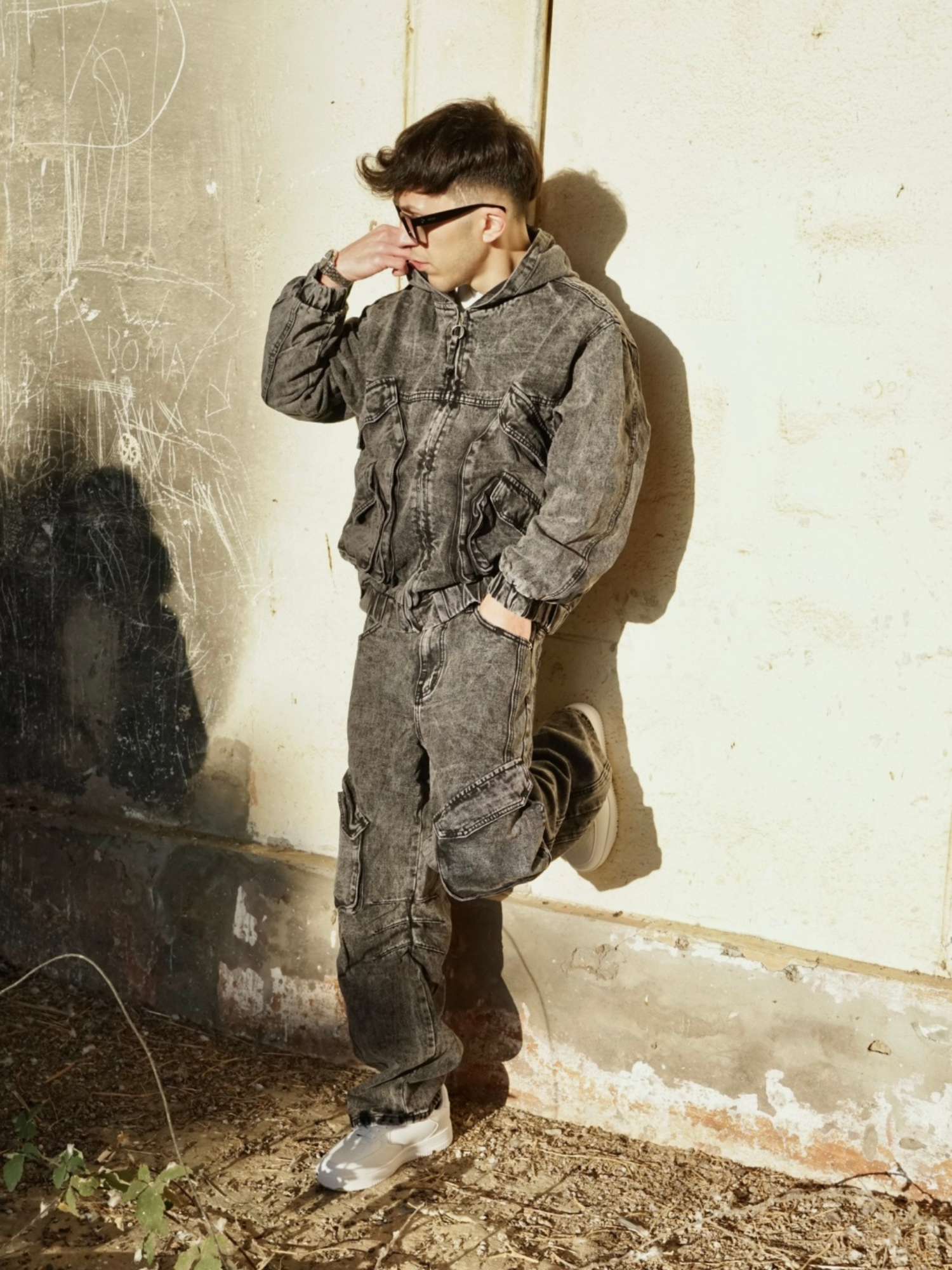 Coordinato Uomo Grigio Denim – Completo Streetwear Arte Uomo