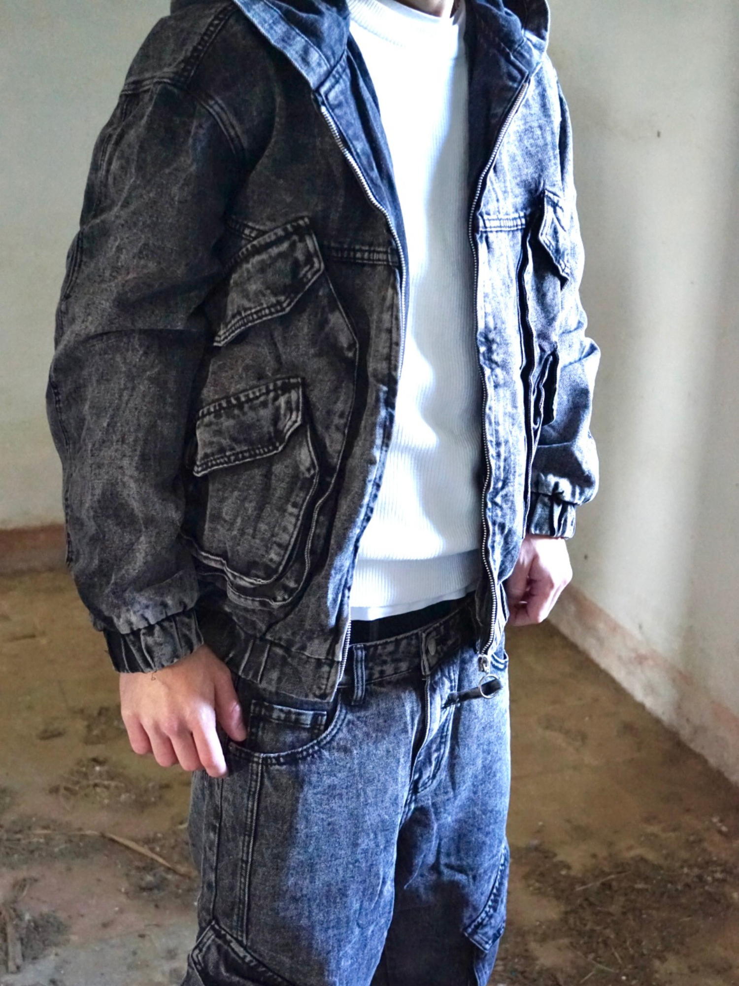 Giacca Jeans Uomo Grigia – Modello Streetwear Arte Uomo