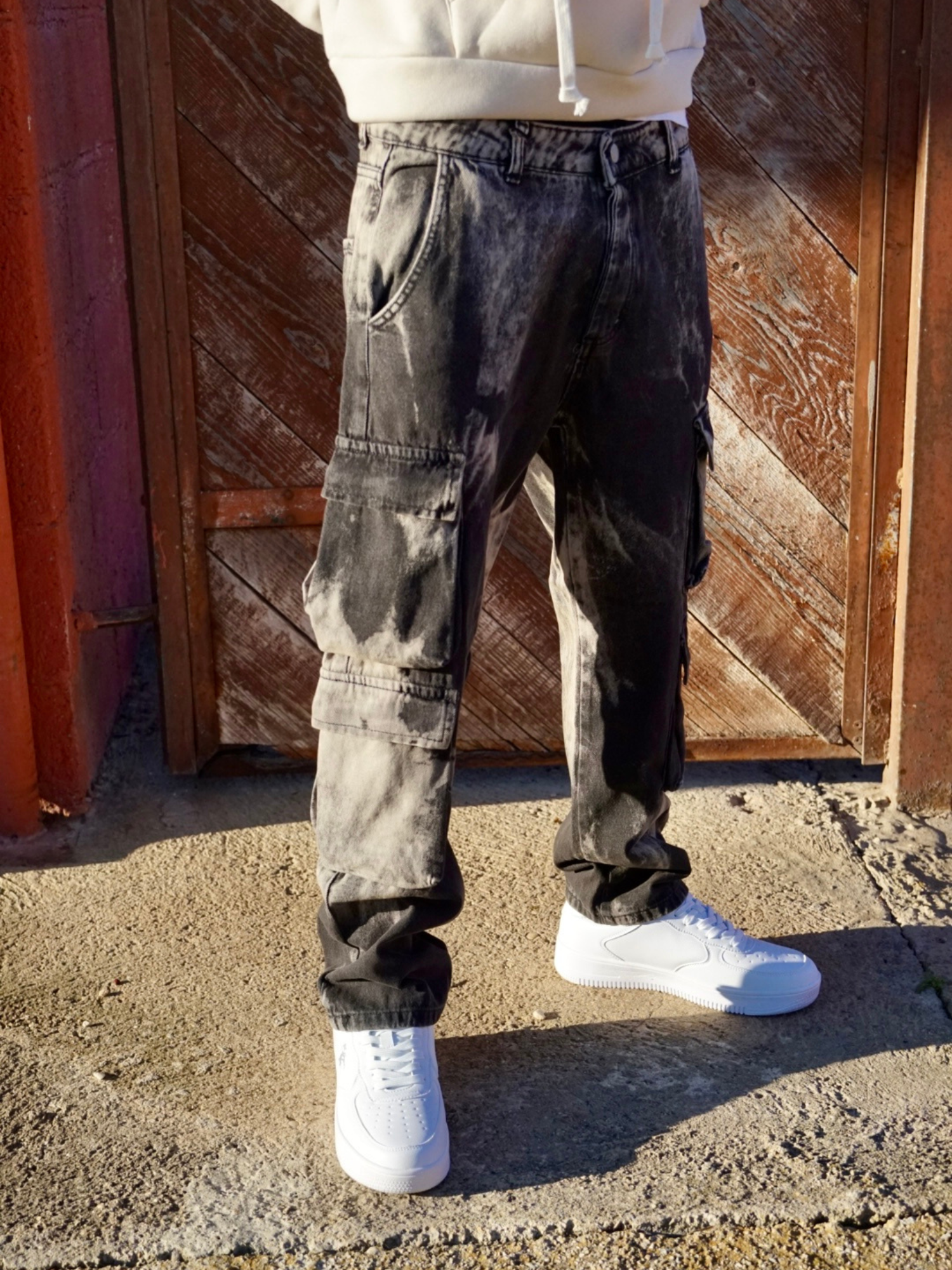 Pantalone Cargo Uomo Sabbia – Modello Slavato Streetwear